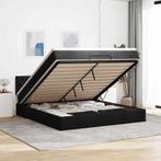 vidaXL Bed poef met matras en LEDs 180x200 cm stof zwart, Eenpersoons, Verzenden, Zwart, Nieuw