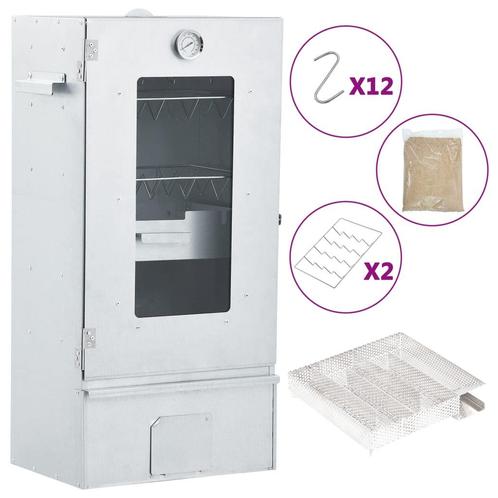 vidaXL BBQ-rookoven met koude rookgenerator gegalvaniseerd, Tuin en Terras, Houtskoolbarbecues, Nieuw, Verzenden