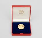 18k gouden jubileummunt 10 jaar Koningin Beatrix., Gebruikt