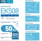 Exide EK508 Accu 50AH Batterij 800A AGM 12V Start Stop (..., Ophalen of Verzenden, Nieuw