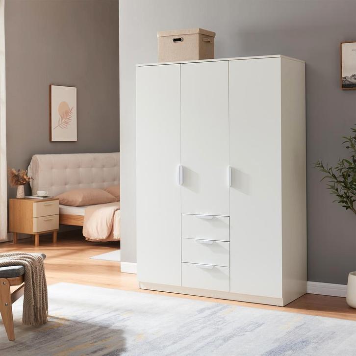 Kledingkast Eiselfing 176x120x52 cm met 4 vakken en 3 lades, Huis en Inrichting, Kasten | Kledingkasten, Verzenden