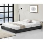 Houten bed Laag kunstleer met bedbodem 140x200 cm zwart