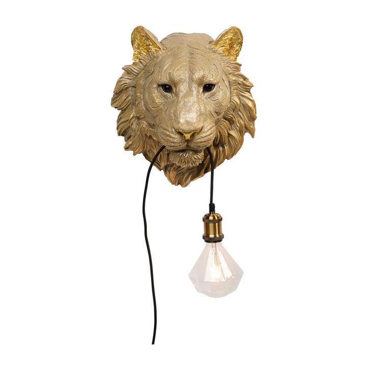 *WOONWINKEL* Kare Design Tiger Head Gouden Tijger Wandlamp, Huis en Inrichting, Lampen | Wandlampen, Nieuw, Verzenden