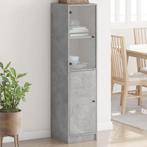 vidaXL buffetkast met glazen deur 35x37x142 cm betongrijs, Minder dan 50 cm, Verzenden, Nieuw, Minder dan 100 cm