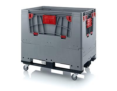Palletbox opvouwbaar met 4 wielen en 3 sledes 120x80x114cm, Zakelijke goederen, Kantoor en Winkelinrichting | Magazijn, Stelling en Opslag