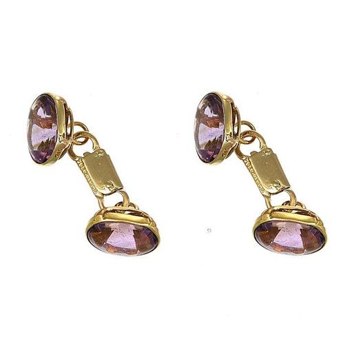 Manchetknopen - 18 karaat Geel goud - 7.50ct. tw. Amethist, Sieraden, Tassen en Uiterlijk, Antieke sieraden