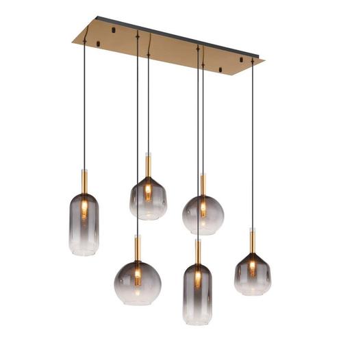 Hanglamp ELISABETH 85.0 cm 6-lichts Messing, Smoked, Huis en Inrichting, Lampen | Hanglampen, 75 cm of meer, Nieuw, Metaal, Ophalen of Verzenden
