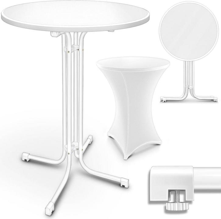 Statafel - Bartafel - Statafelrok - Partytafel - 80 cm - Wit, Huis en Inrichting, Kasten | Computermeubels, Nieuw, Verzenden