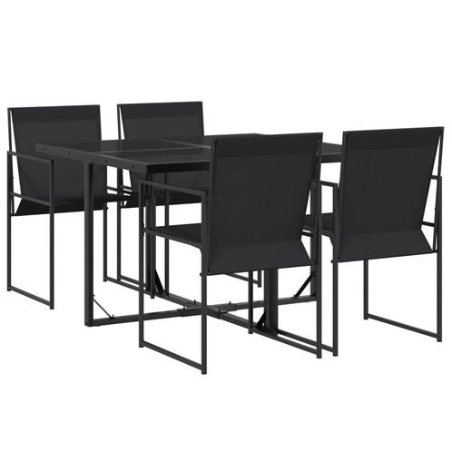 Tuinset 5-delig Zwart - Retourdeal - 42% Korting!, Tuin en Terras, Tuinsets en Loungesets, Nieuw, Textileen, Tuinset, 4 zitplaatsen