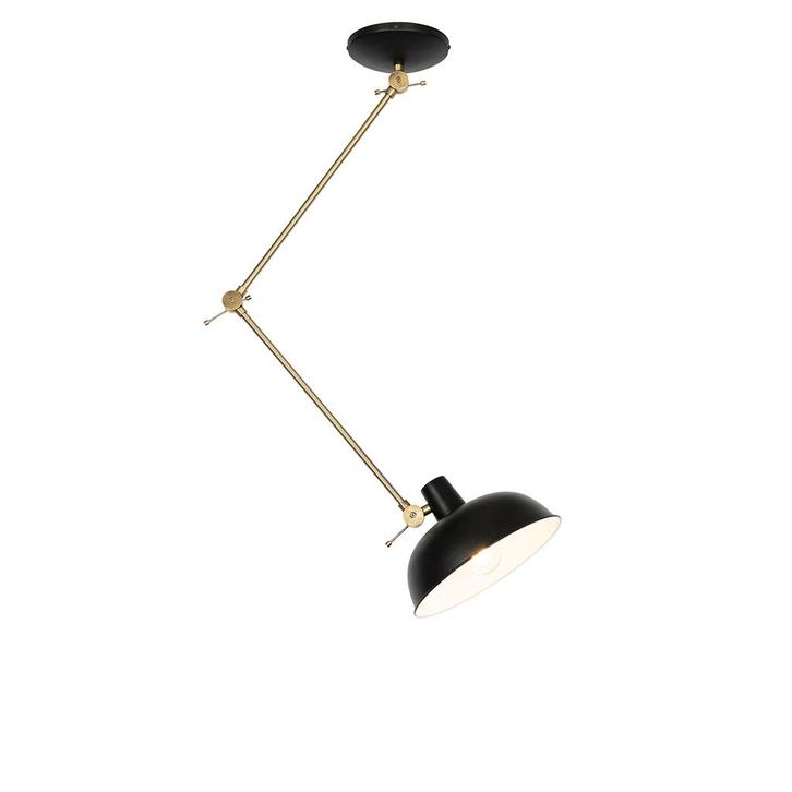 Retro plafondlamp zwart met brons - Milou, Huis en Inrichting, Lampen | Plafondlampen, Nieuw, Overige materialen