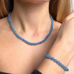 Blauwe aragoniet pareur, ketting met schakels, sluitingen