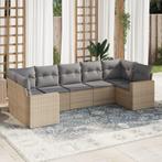 vidaXL 7-delige Loungeset met kussens poly rattan beige, Tuin en Terras, Nieuw, Loungeset, 7 zitplaatsen, Verzenden