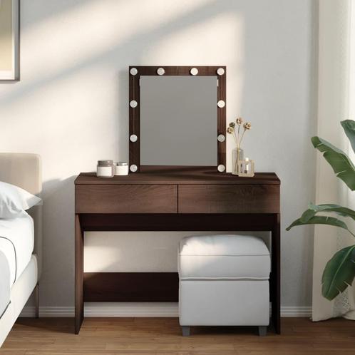 vidaXL Kaptafel met LED-verlichting 100x40x130 cm bruin, Huis en Inrichting, Tafels | Kaptafels, Nieuw, Verzenden