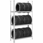 vidaXL Bandenrek 3-laags 110x40x200 cm staal zilverkleurig, Verzenden, Nieuw