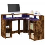 vidaXL Bureau met LED-verlichting 130x130x91 cm hout gerookt, Huis en Inrichting, Bureaus, Verzenden, Nieuw