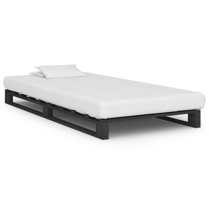 vidaXL Bedframe pallet massief grenenhout grijs 100x200 cm, Huis en Inrichting, Slaapkamer | Bedden, 100 cm, 200 cm, Grijs, Eenpersoons