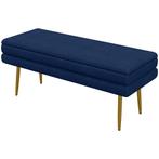 Bankje- Stijlvol - Blauw - Metaal, Ophalen of Verzenden, Nieuw, Stof, Modern