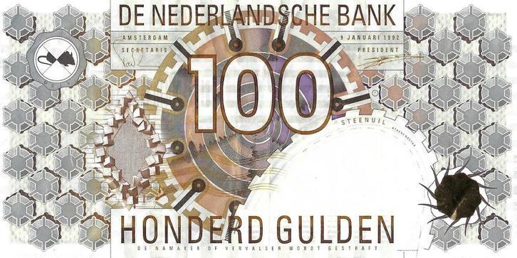 Bankbiljet 100 gulden 1992 Steenuil Zeer Fraai (grote C), Postzegels en Munten, Bankbiljetten | Nederland, Verzenden