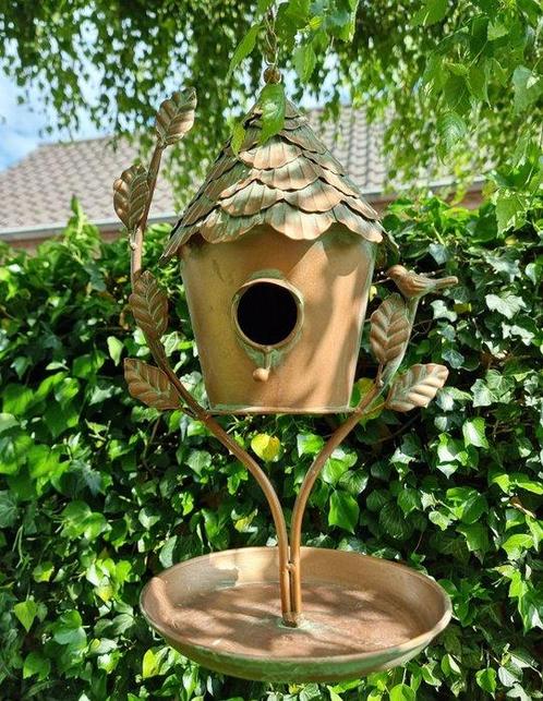 Beeldje - BIrdhouse - Feeding scale - IJzer, Antiek en Kunst, Curiosa en Brocante
