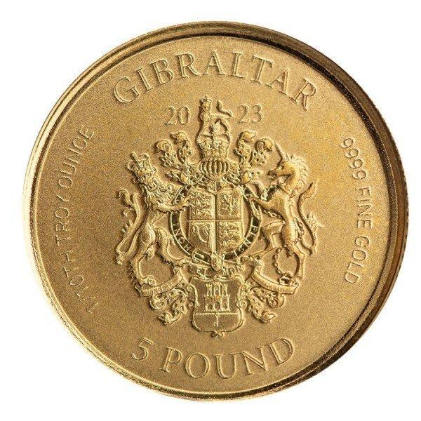 Gibraltar. 2023 1/10 oz Gibraltar Lady Justice.9999 Gold, Postzegels en Munten, Edelmetalen en Baren