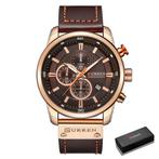 Luxe Horloge voor Heren met Leren Band - Kwarts Sport, Verzenden, Nieuw, Curren