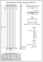 Wiesbaden Millennium-Dubbel sierradiator 200x45 wit, Doe-het-zelf en Verbouw, Verwarming en Radiatoren, Ophalen of Verzenden, Nieuw