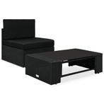 vidaXL 2-delige Loungeset poly rattan zwart, Verzenden, Nieuw, Rotan, Loungeset