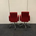 Design bureaustoel Pub & Club,  rood rib fluweel met chroom