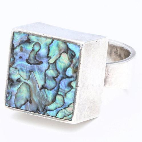 Zonder Minimumprijs - Ring Zilver - Abalone schelp, Sieraden, Tassen en Uiterlijk, Antieke sieraden