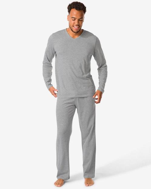 HEMA Herenpyjama katoen donkergrijs, Kleding | Heren, Overige Herenkleding, Nieuw, Verzenden