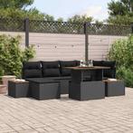 vidaXL 7-delige tuinset met kussens in zwart poly rattan en, Verzenden, Nieuw, Rotan, Tuinset
