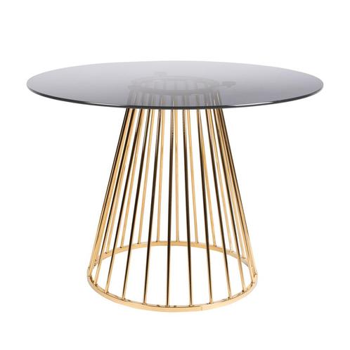 *WOONWINKEL* Ronde Eettafel Glas Met Goud, Huis en Inrichting, Tafels | Eettafels, Nieuw, Verzenden