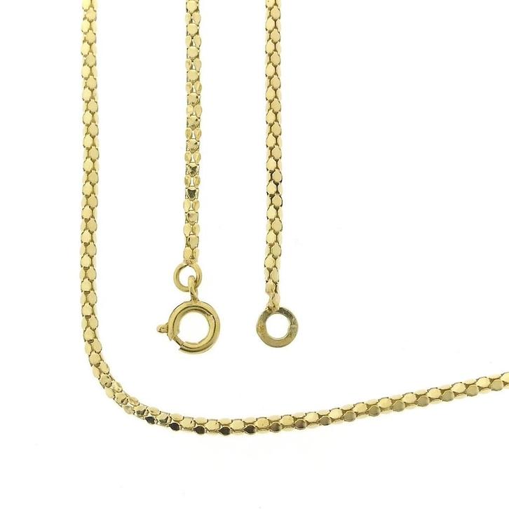 Gouden mirrored meshschakel ketting, Sieraden, Tassen en Uiterlijk, Kettingen, Overige kleuren, Gebruikt, Goud, Ophalen of Verzenden