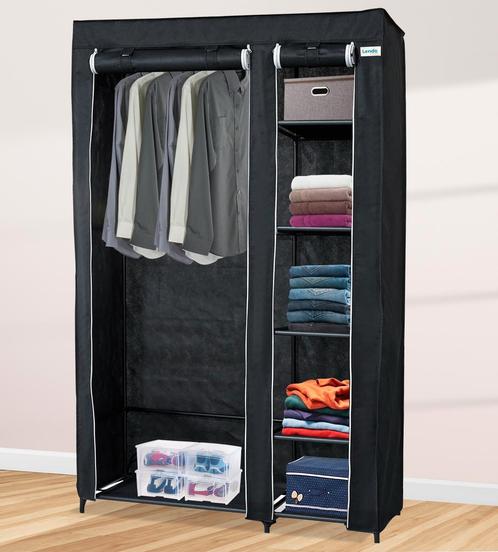 Opvouwbare Kledingkast | Campingkast | 108x44x166cm | Zwart, Huis en Inrichting, Kasten | Kledingkasten, 25 tot 50 cm, Met deur(en)