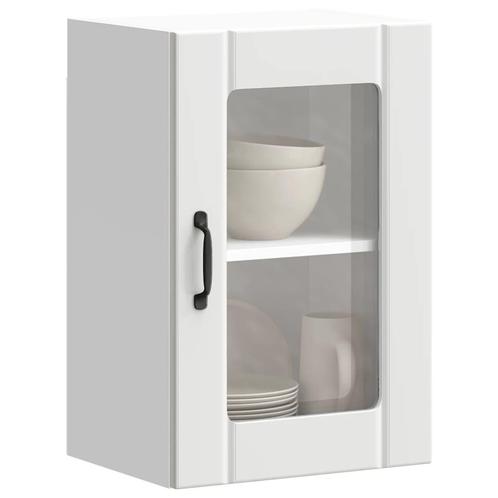 vidaXL Keukenwandkast met glazen deur Lucca wit, Huis en Inrichting, Keuken | Keukenelementen, Wit, Nieuw, Verzenden