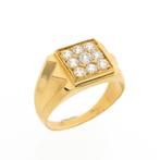 Gouden zegelring met zirconia (herenring, heren sieraden), Gebruikt, Overige kleuren, 19 tot 20, Heer