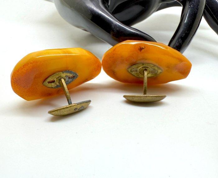 Grote oude natuurlijke Baltische barnsteen manchetknopen -, Verzamelen, Mineralen en Fossielen