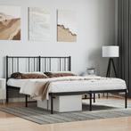 vidaXL Bedframe met hoofdbord metaal zwart 120x200 cm, Verzenden, Zwart, Nieuw, Twijfelaar
