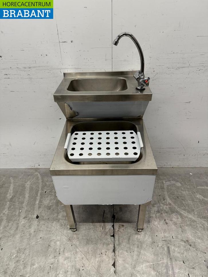 RVS Dubbele Wasbak Spoelbak Uitgietbak combi Kraan 50 cm, Zakelijke goederen, Horeca | Keukenapparatuur, Nieuw zonder verpakking