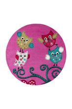 Rond Kindervloerkleed | Kids | Uilen | Lila | 120x120 cm, Verzenden, Nieuw
