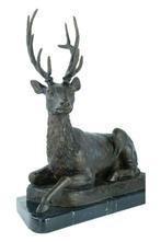 sculptuur, Reclining Deer - 39 cm - Brons, Marmer, Antiek en Kunst