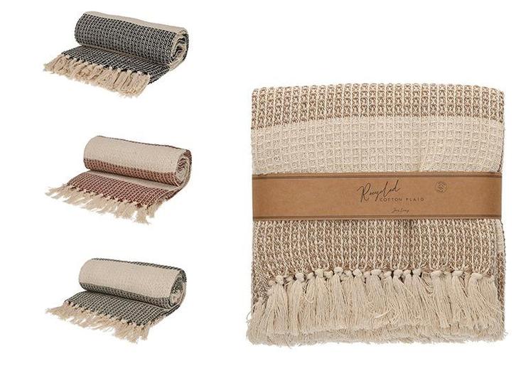 JENS Living Recycled Cotton Plaid Noa – Gerecycled katoen –, Huis en Inrichting, Woonaccessoires | Plaids en Woondekens, Nieuw