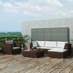 vidaXL 6-delige Loungeset met kussens poly rattan bruin, 6 zitplaatsen, Nieuw, Loungeset, Verzenden