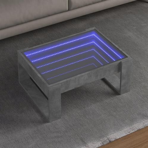 vidaXL Salontafel met Infinity LED 70x53x30 cm betongrijs, Huis en Inrichting, Tafels | Salontafels, 50 tot 100 cm, Nieuw, Overige houtsoorten