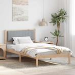 vidaXL Bedframe met Gevoerd Hoofdgedeelte Lichtgrijs 100 x, Verzenden, Nieuw, Bruin, Hout