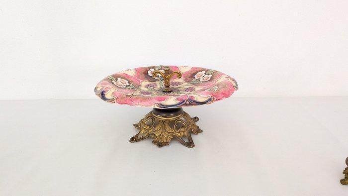 Art Nouveau - Taartstandaard - Keramiek - Franse barbotines, Antiek en Kunst, Antiek | Meubels | Tafels