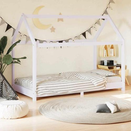 vidaXL Kinderbedframe massief grenenhout wit 80x160 cm, Kinderen en Baby's, Kinderkamer | Bedden, Nieuw, Verzenden