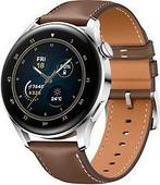 Huawei Watch 3 46 mm zilver op lederen bandje bruin [wifi +, Verzenden, Zo goed als nieuw
