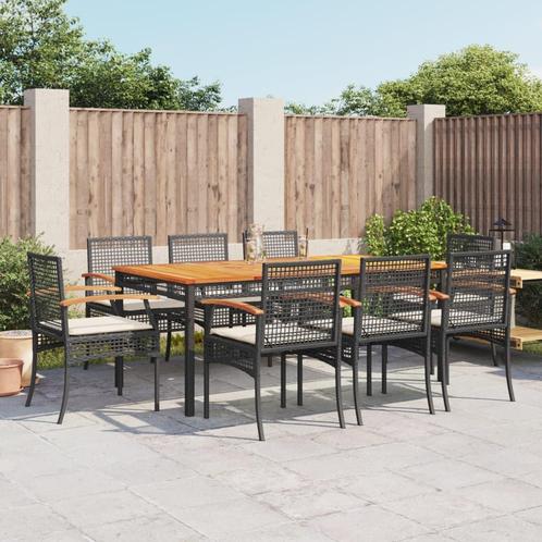 vidaXL 9-delige Tuinset poly rattan zwart, Tuin en Terras, Tuinsets en Loungesets, Tuinset, Nieuw, Rotan, Verzenden