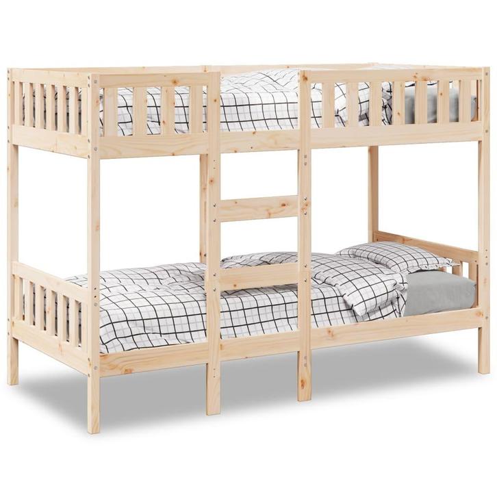 vidaXL Stapelbed massief grenenhout 90x200 cm, Huis en Inrichting, Slaapkamer | Bedden, 90 cm, 200 cm, Bruin, Eenpersoons, Nieuw